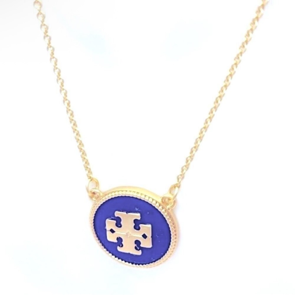 TORY BURCH • Lapis Semiprecious Stone Blue Logo Necklace NWT $129 - Picture 3 of 3
